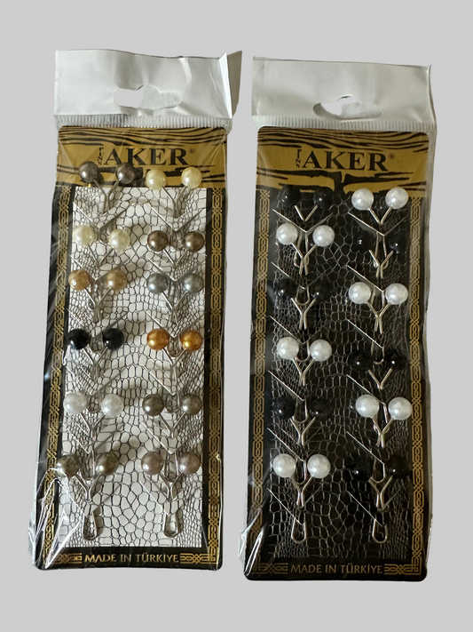Pinces à hijab – Lot de 12 perles décoratives (sans trous)