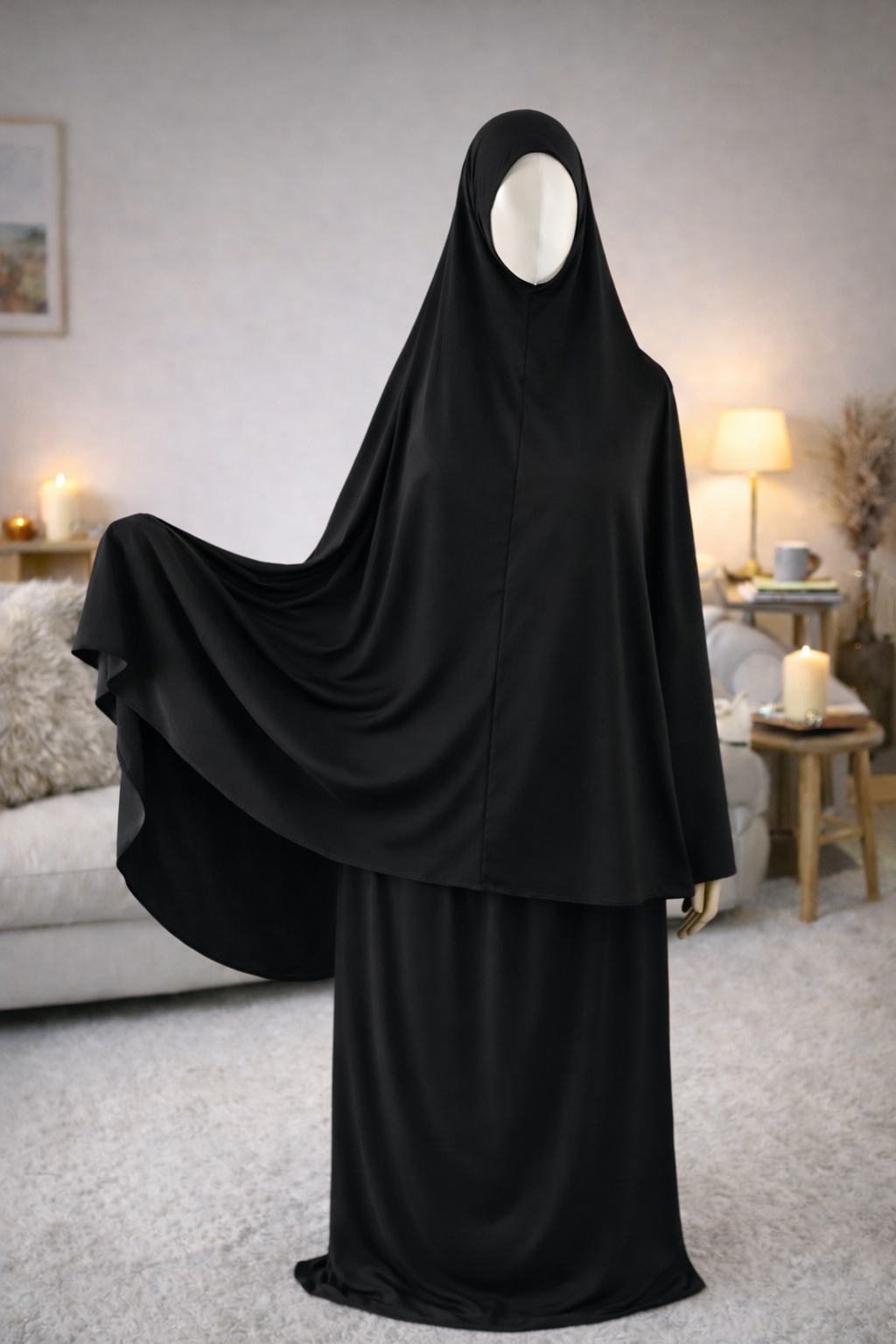 Ensemble de Prière Femme – Jupe & Haut avec Voile Intégré | Jersey Premium Taille Standard