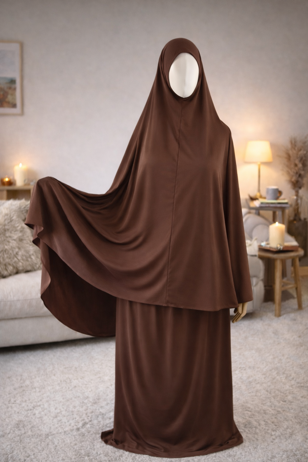 Ensemble de Prière Femme – Jupe & Haut avec Voile Intégré | Jersey Premium Taille Standard