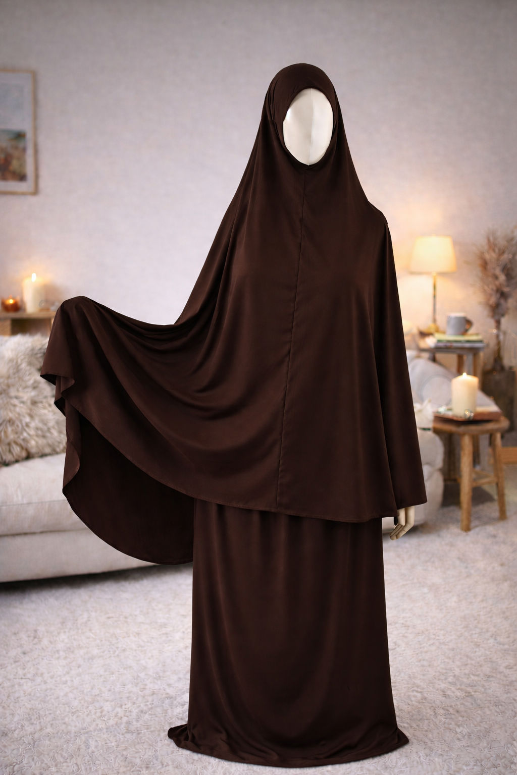 Ensemble de Prière Femme – Jupe & Haut avec Voile Intégré | Jersey Premium Taille Standard