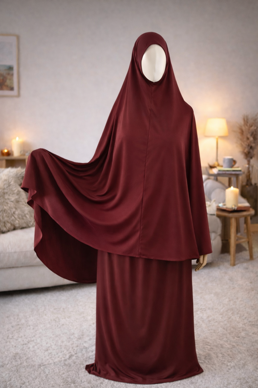 Ensemble de Prière Femme – Jupe & Haut avec Voile Intégré | Jersey Premium Taille Standard